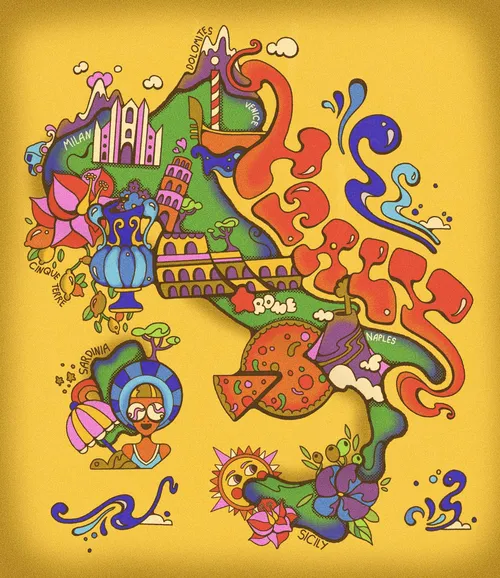 Italy Decorative Map