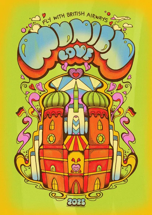Psychedelic Munich Frauenkirche travel illustration by Laura Greenan