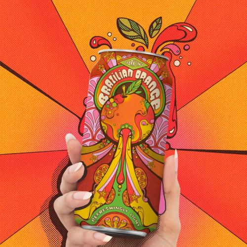 Psychedelic drink can with Brazilian Orange flavor by Laura Greenan