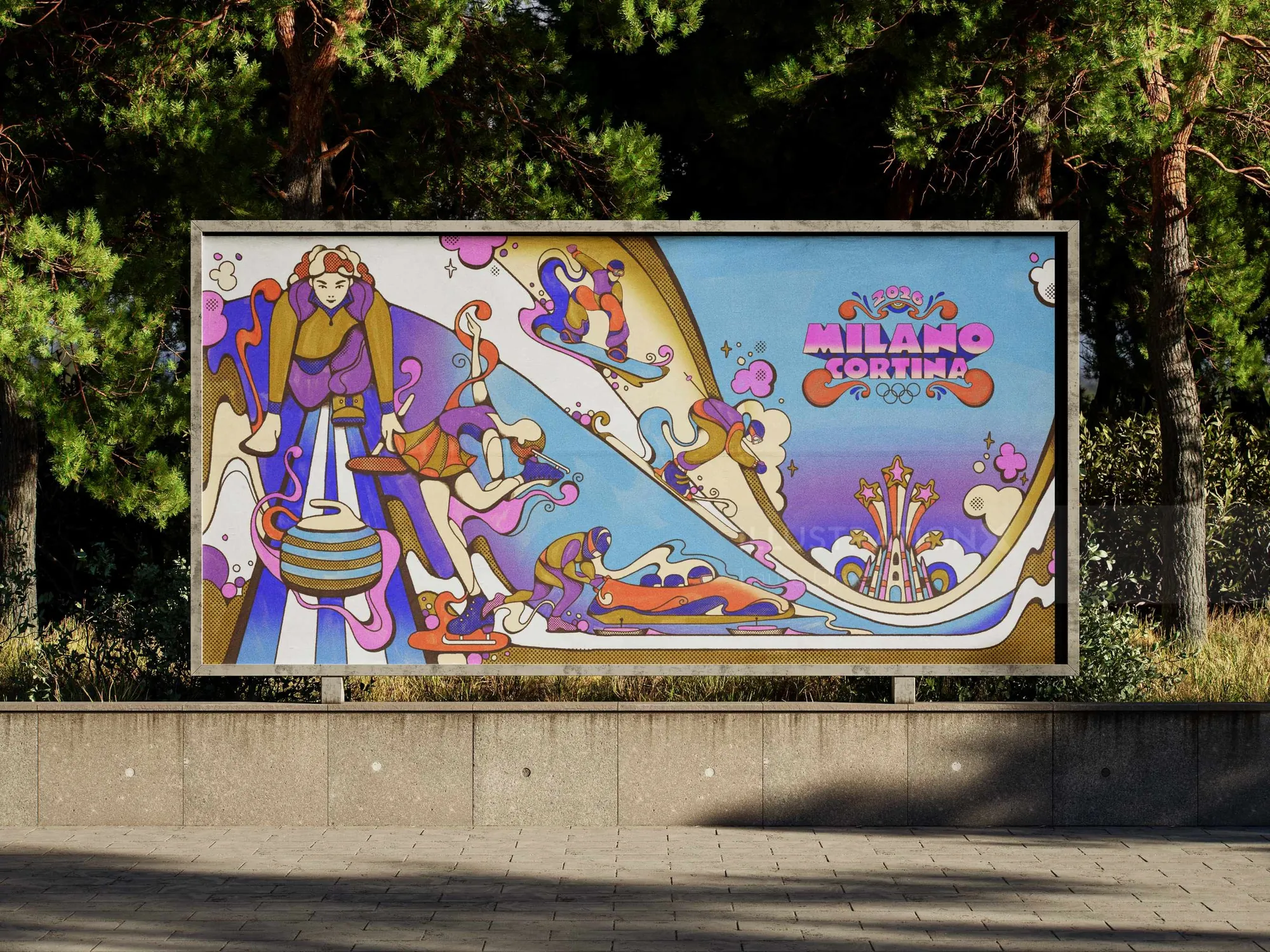 Illustration des épreuves des Jeux olympiques d'hiver de 2026 par Laura Greenan