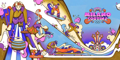 Colorful Winter Olympics 2026 sporting events illustration by Laura Greenan