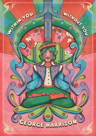 Retrato psicodélico de George Harrison | Illustration by Laura Greenan