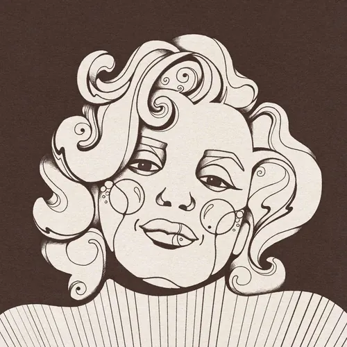 Psychedelic black-and-white Marilyn Monroe portrait by Laura Greenan
