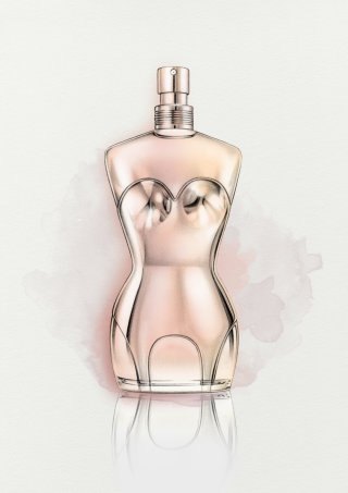 Ilustração de frasco de perfume Jean Paul Gaultier