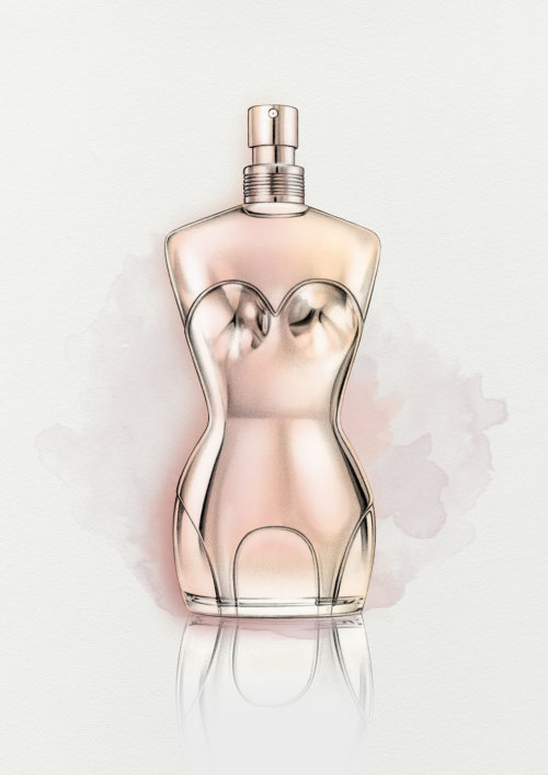Ilustración de botella de perfume Jean Paul Gaultier