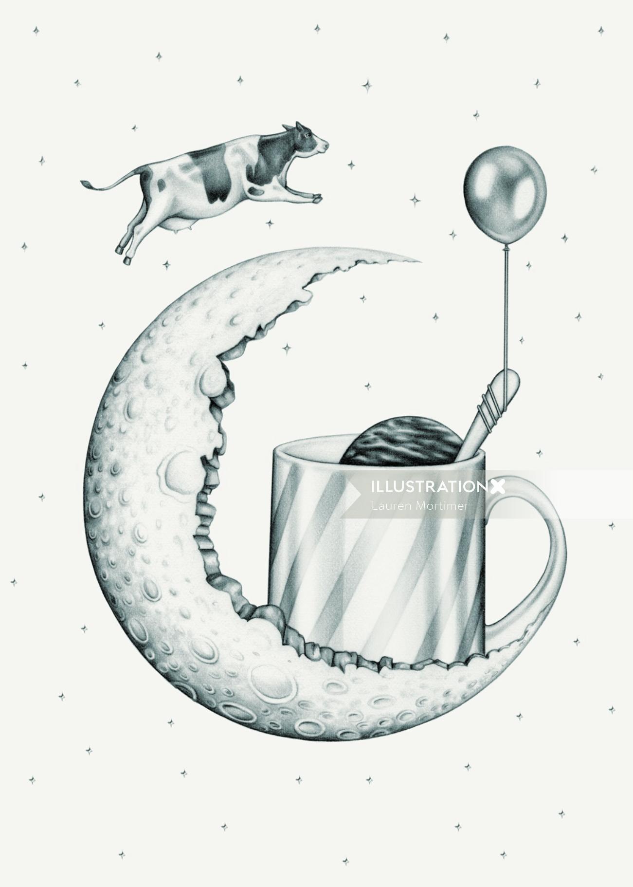 ‘Goodnight Moonshine’Cocktail illustration 