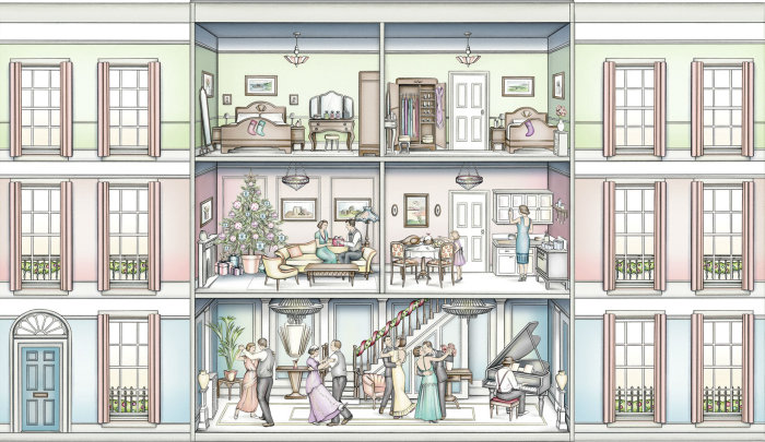 Architectural Drawing of a Christmas Townhouse