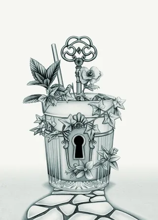 Ilustração do coquetel Seagram&#39;s Garden &#39;The Secret Garden&#39; 