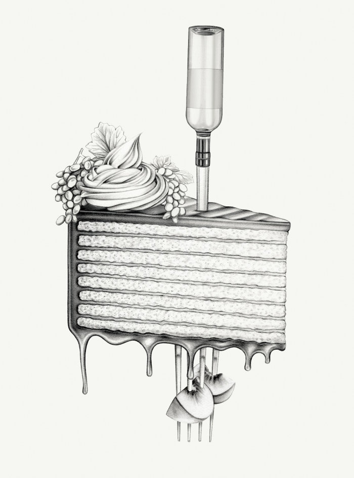 dessin de gâteau surréaliste