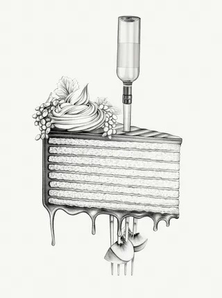 surreal cake drawing