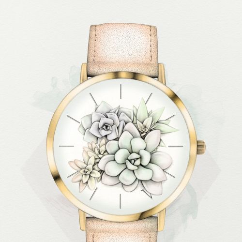 Floral watch watercolor illustration by Lauren Mortimer