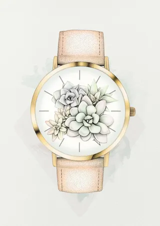 Floral watch watercolor illustration by Lauren Mortimer