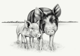 子豚と動物の豚
