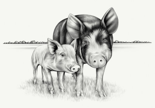 Animal Pig with Piglet