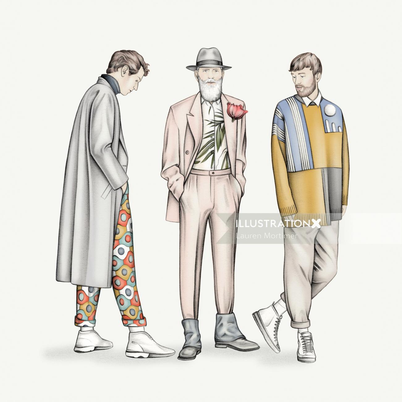 Fashion men illustration for L'Obs Magazine