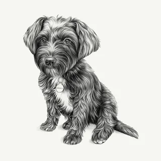 Animal Dog black and white art