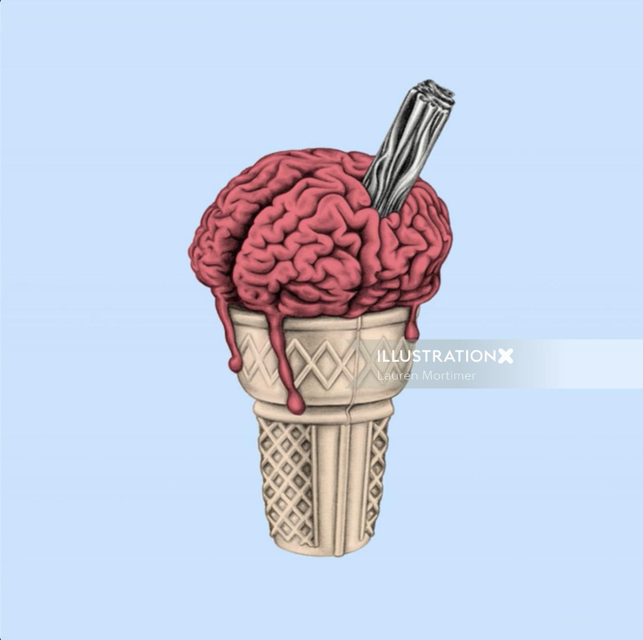 Animation gif de crème glacée au cerveau