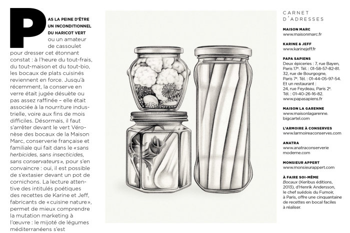 Editorial about pickles for Le Monde Magazine