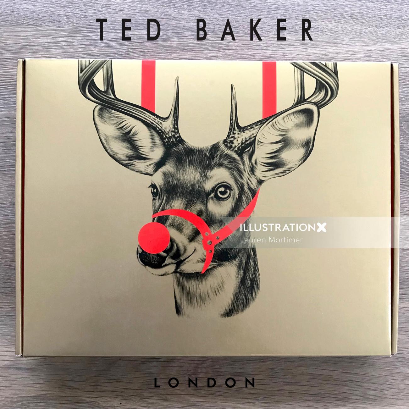 Desenho a lápis da caixa de presente de Ted Baker