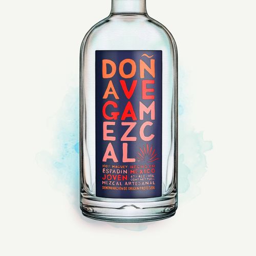 Detailed painting of Dona Vega Mezcal bottle