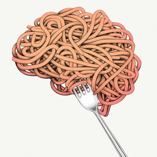 Concept art depicting a spaghetti brain for the Telegraph Newspaper