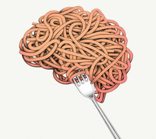 Arte conceitual representando um cérebro de espaguete para o jornal Telegraph