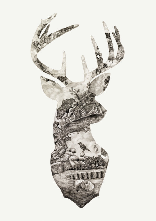 Reindeer  shaped collage

