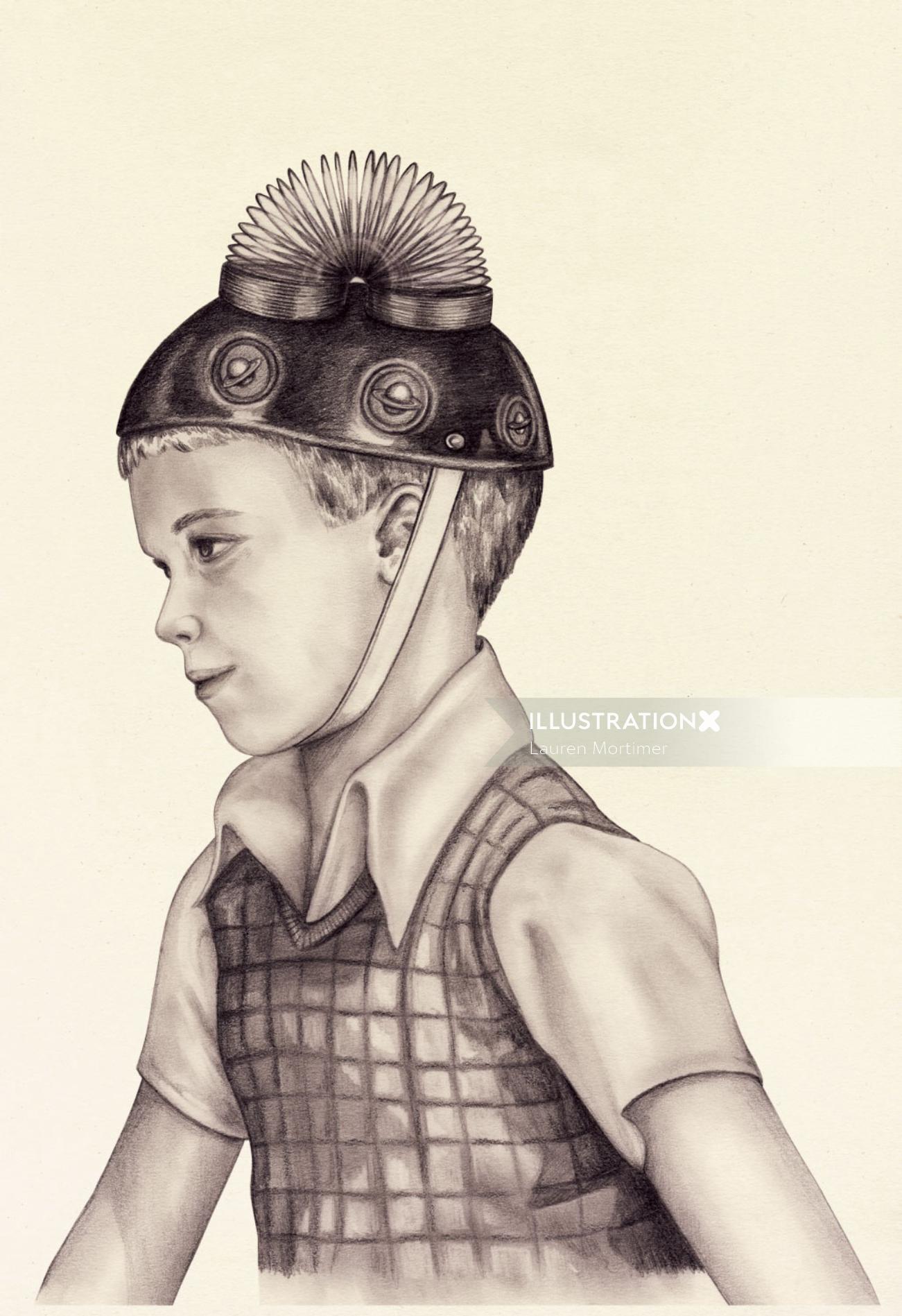 Boy with technical helmet
