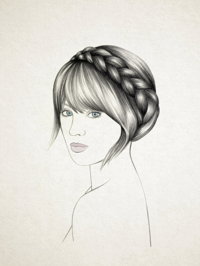 Plaited crown hair beauty illustration