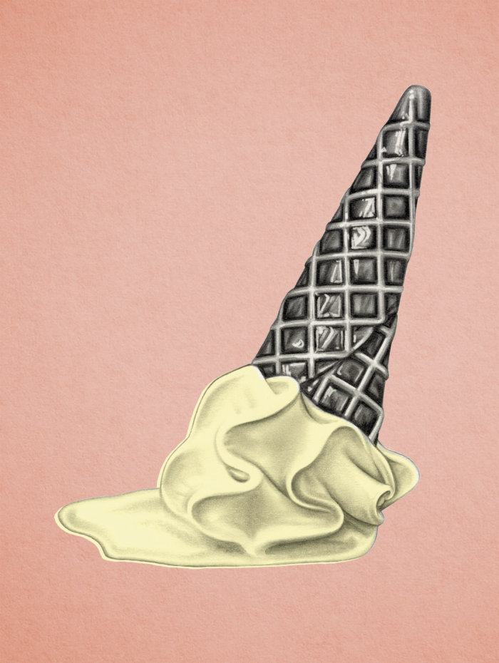 sketch of dropped melting ice cream