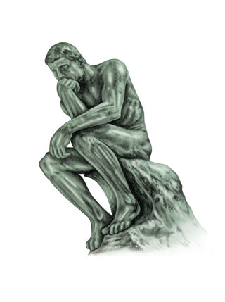 Watercolor painting of a thinker
