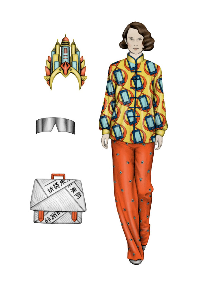 Fashion illustration of beautiful lady with accessories