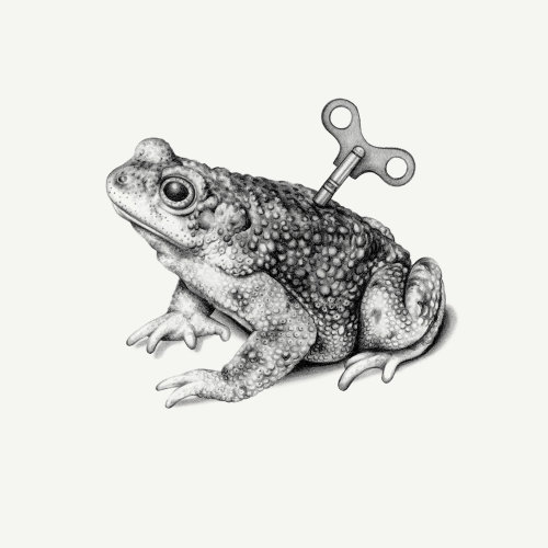 Pencil art of mechanical toad
