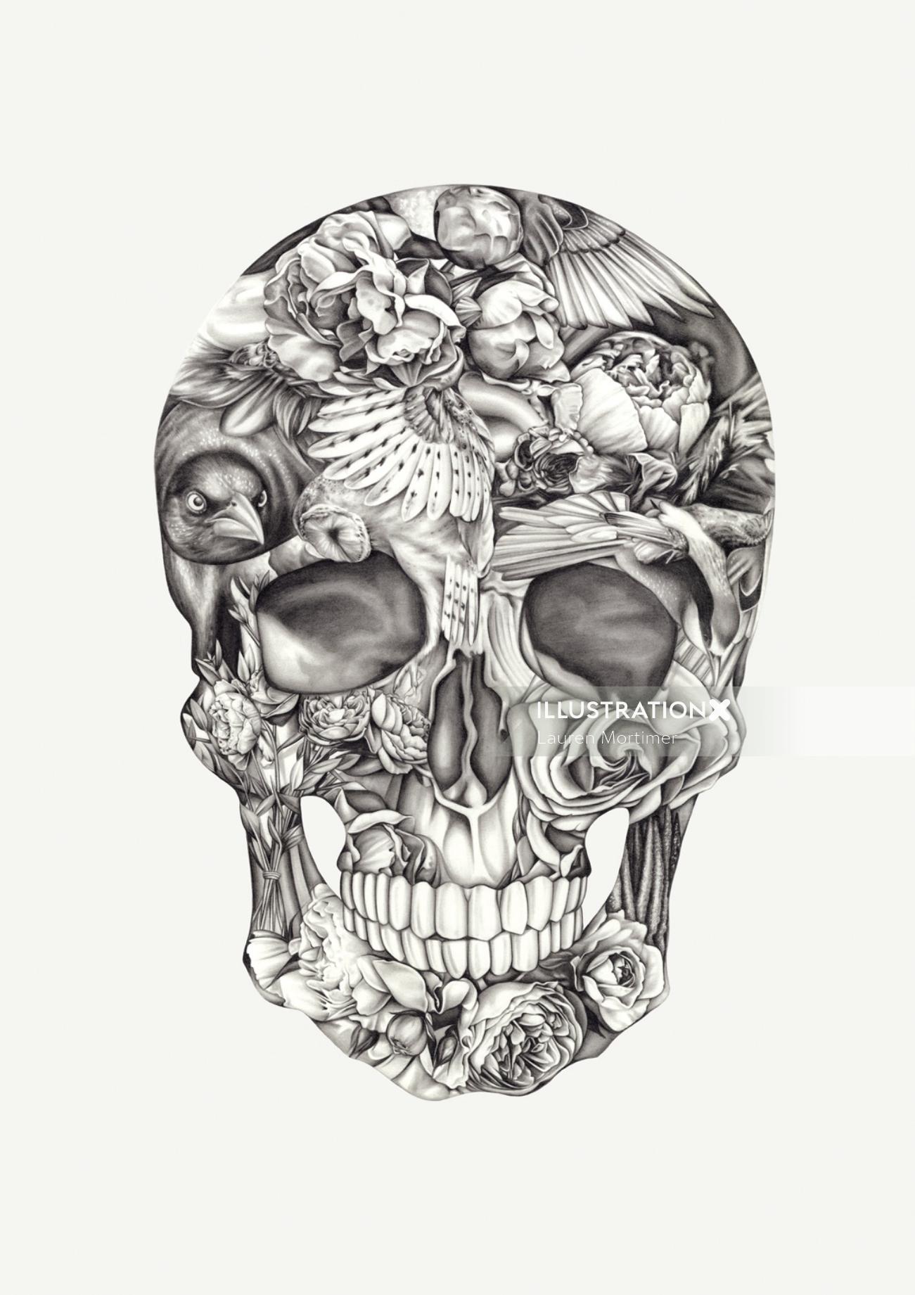 Halloween skull pencil art