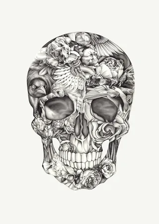 Halloween skull pencil art