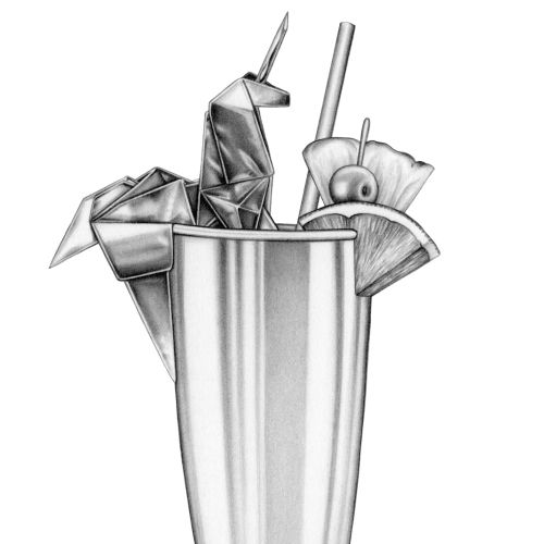 Cocktail pencil drawing