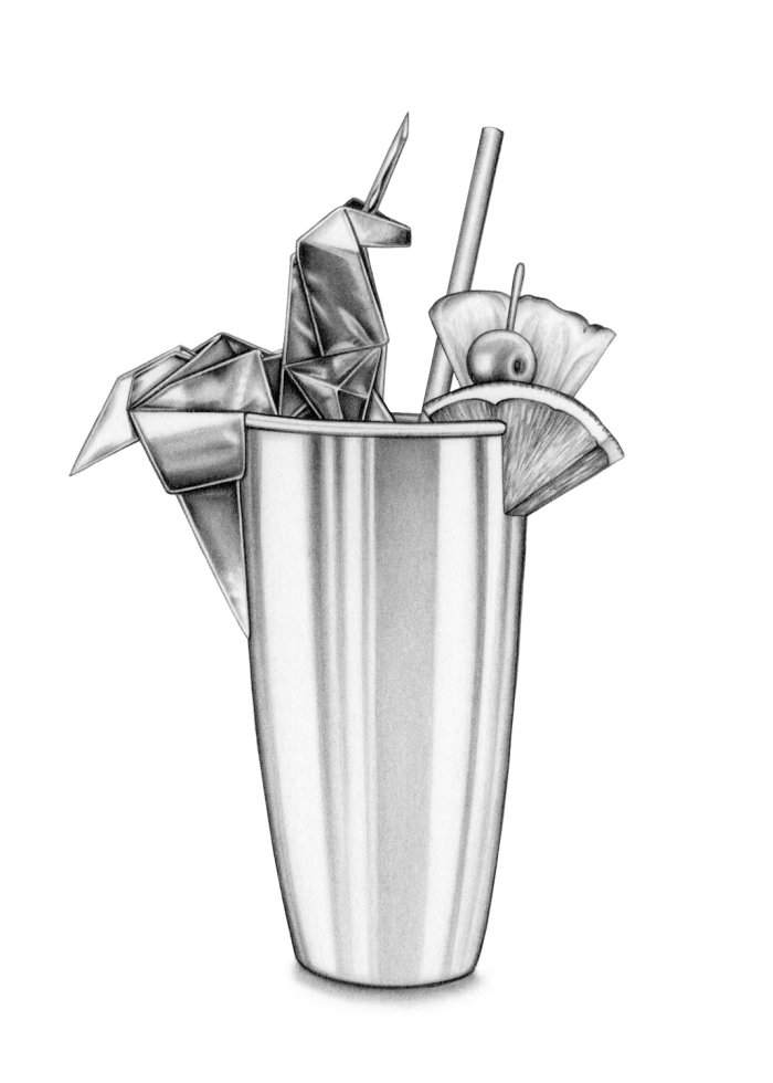 Cocktail pencil drawing