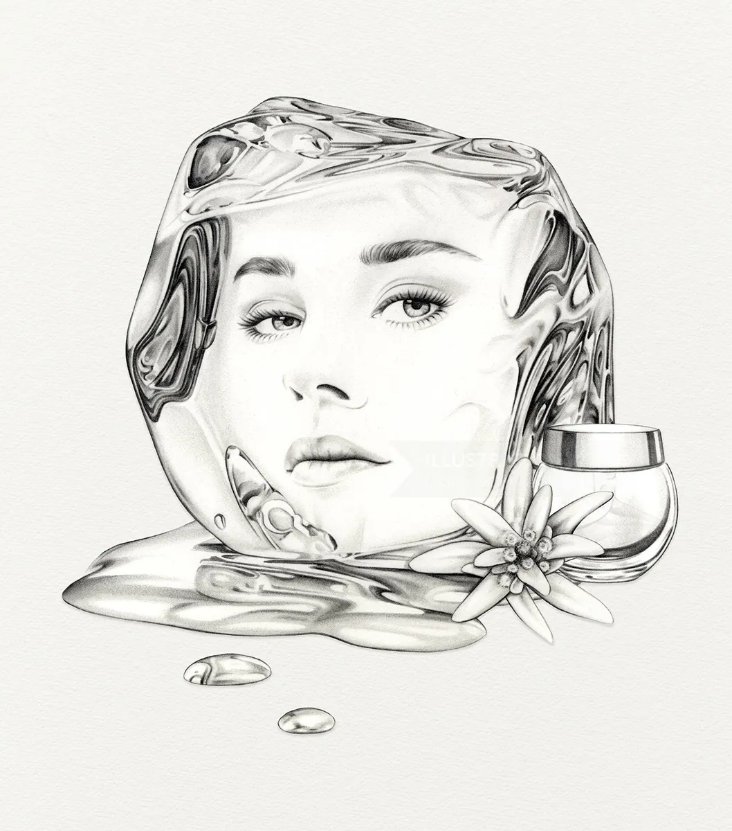 Pencil drawing of a female face