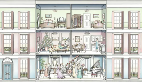 Architectural Drawing of a Christmas Townhouse