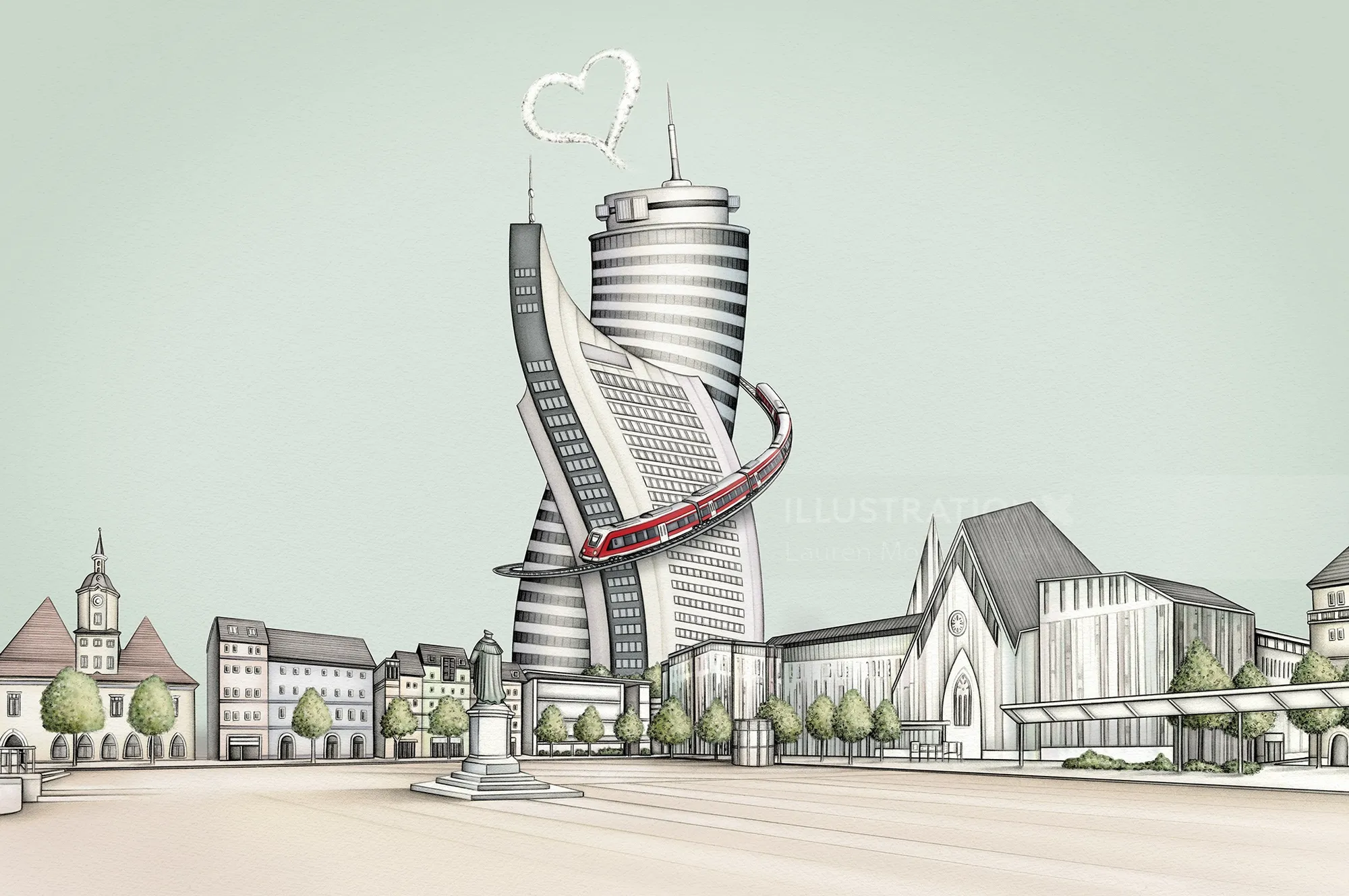 Architectural illustration by Lauren Mortimer