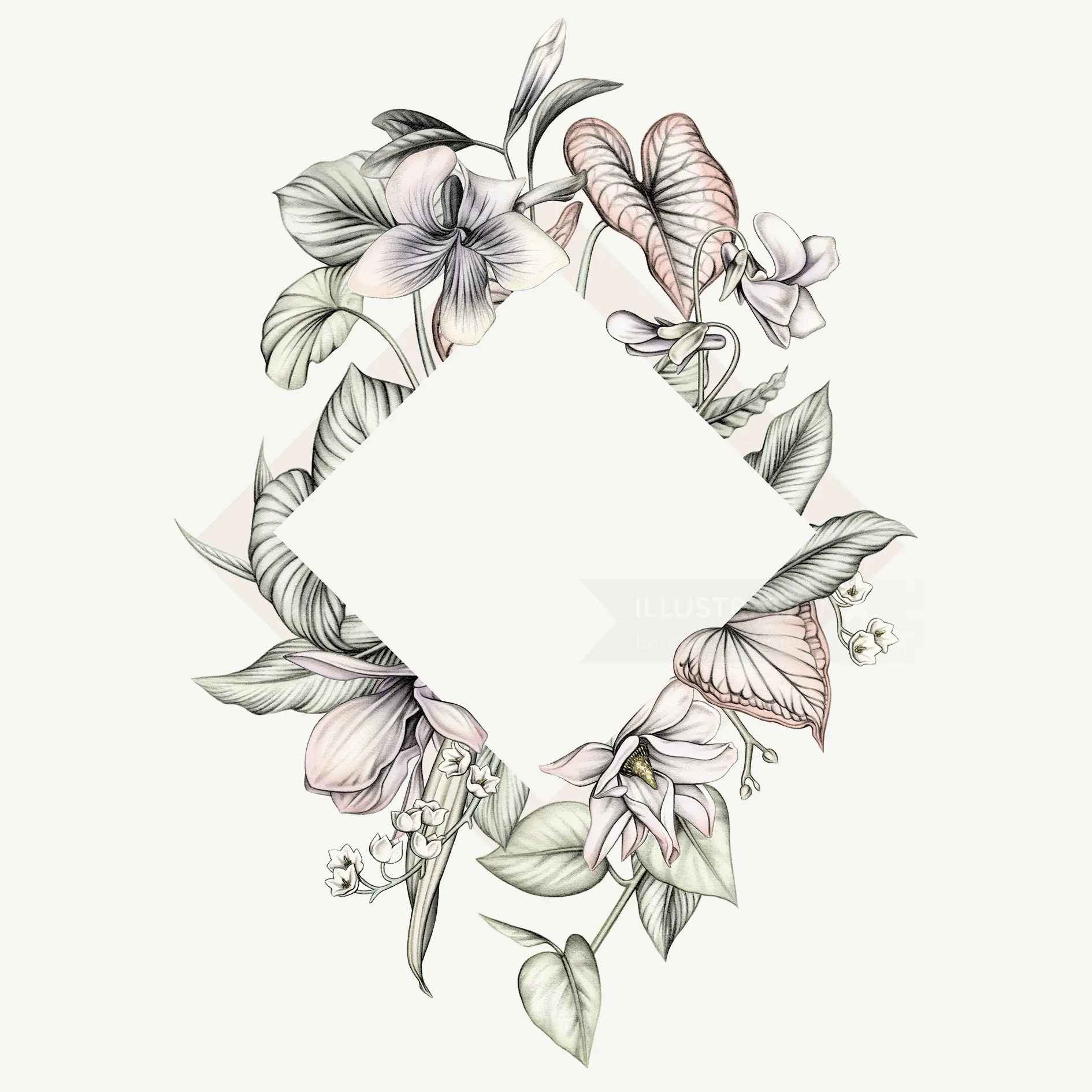 Botanical theme wedding invitation card design