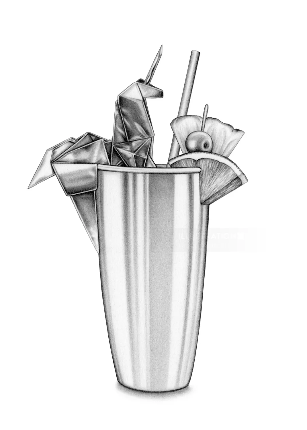 Cocktail pencil drawing