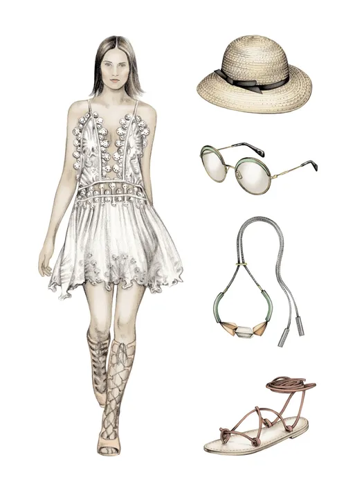 Fashion sketch of beautiful lady
