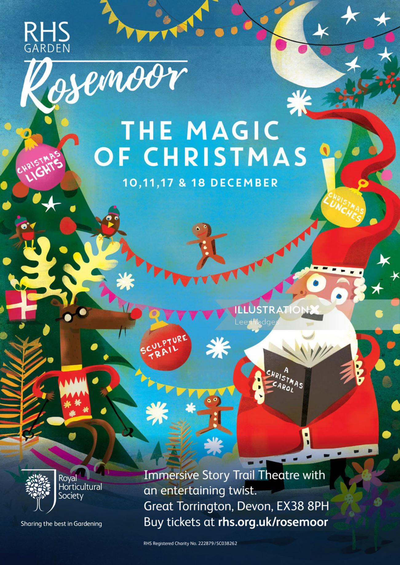 RHS Garden-La magia del arte del cartel de Navidad