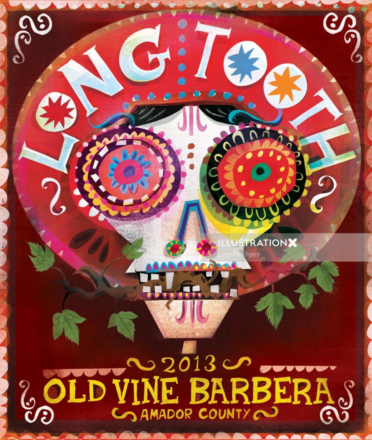 Graphic Long Tooth Red Wine label
