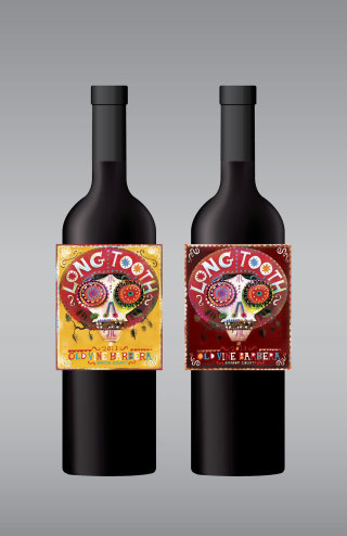 Diseño de etiqueta de vino tinto Long Tooth.