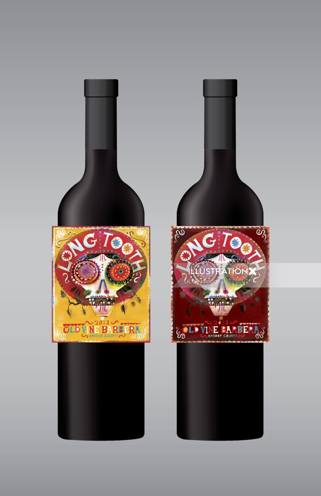 Long Tooth red wine label design