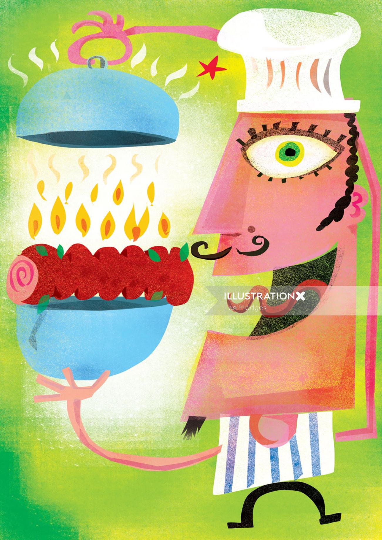 Graphic Chef with dish