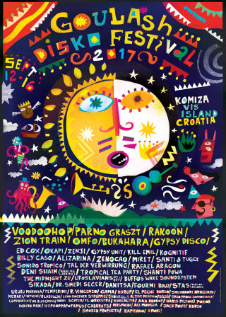 Ilustração da capa da música do Goulash Disko Festival
