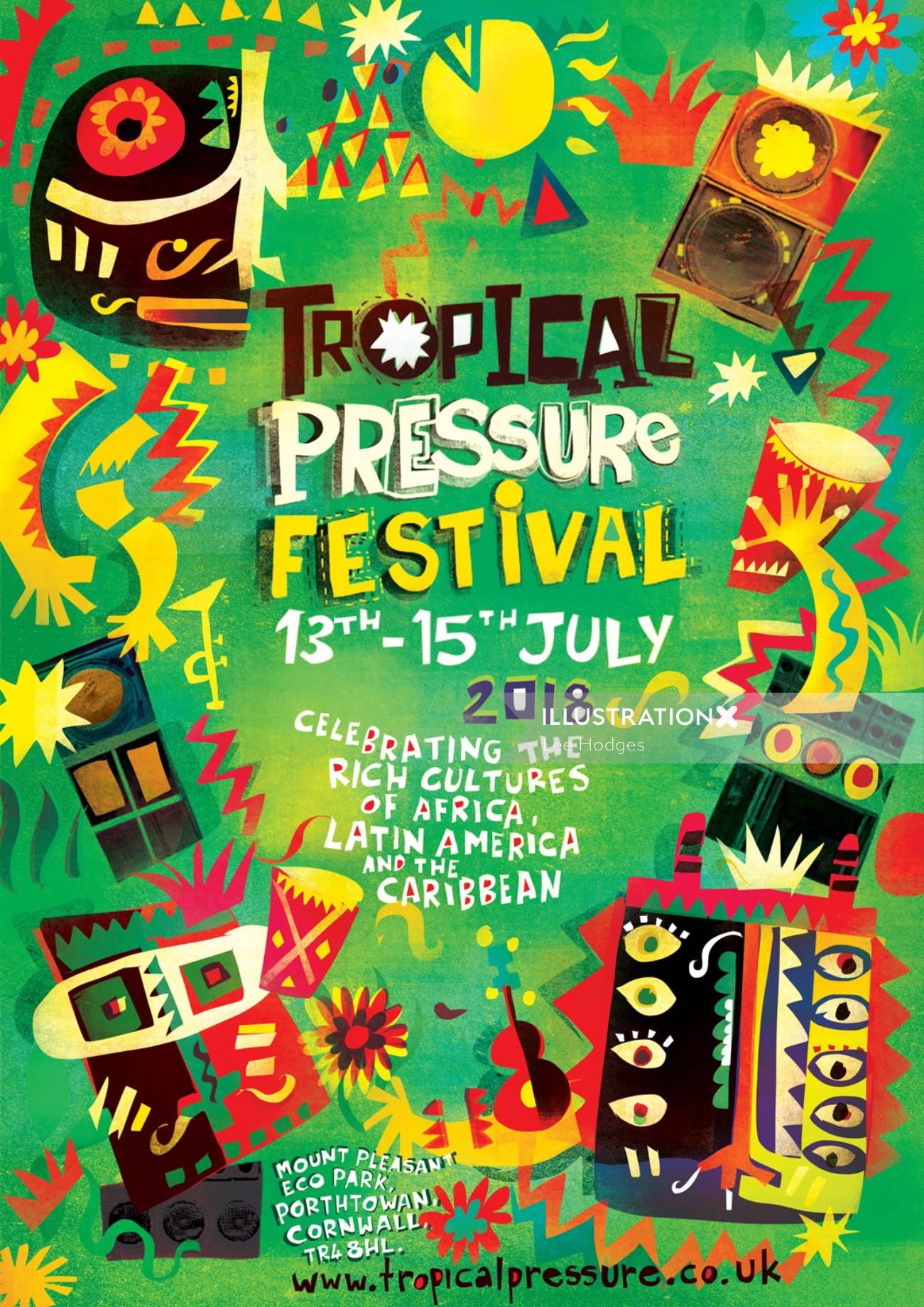Lettrage graphique Festival de la pression tropicale